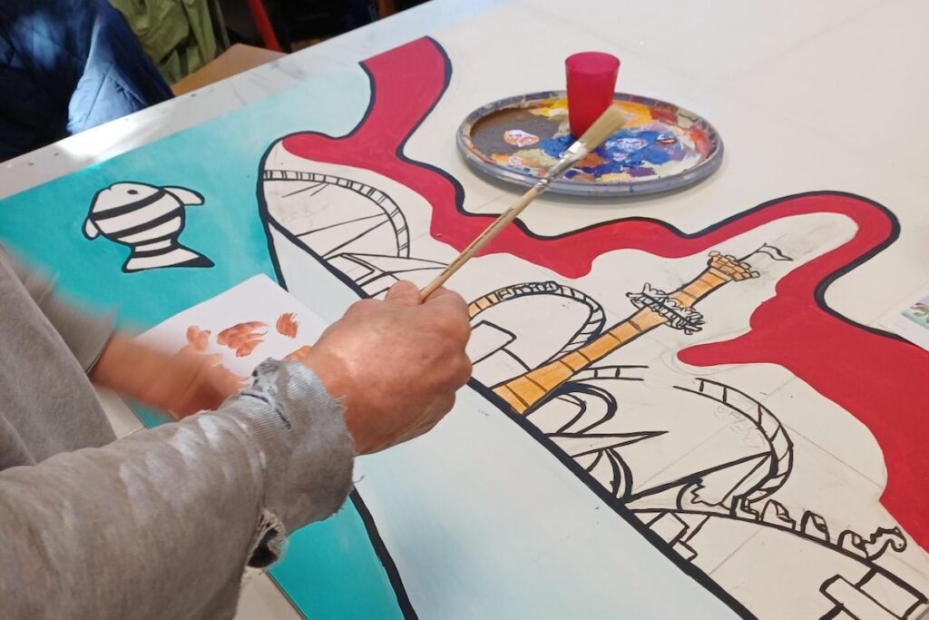 Ein Hamburg-Motiv wird gemalt